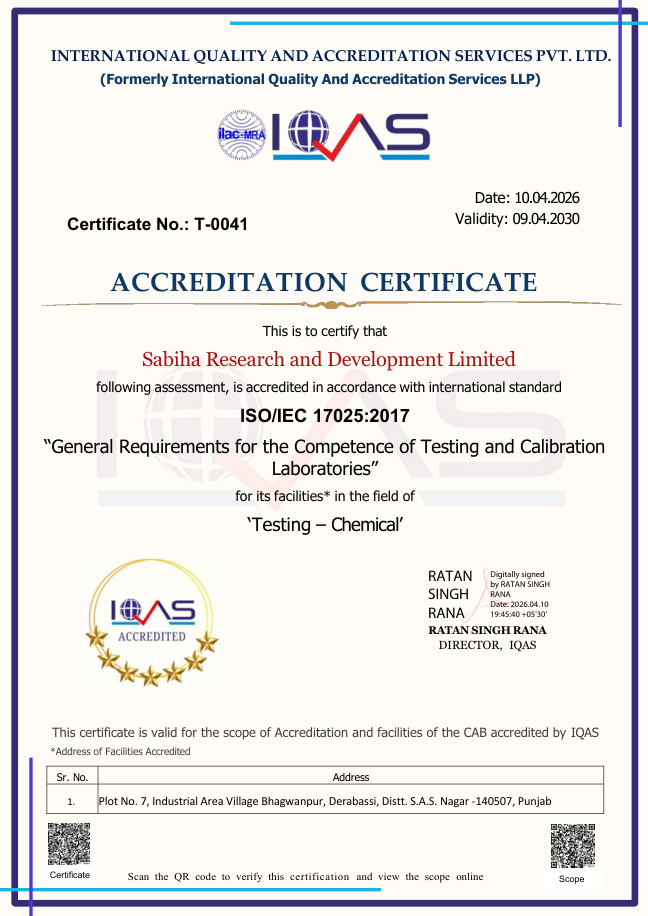 IQAS Certificate 17025